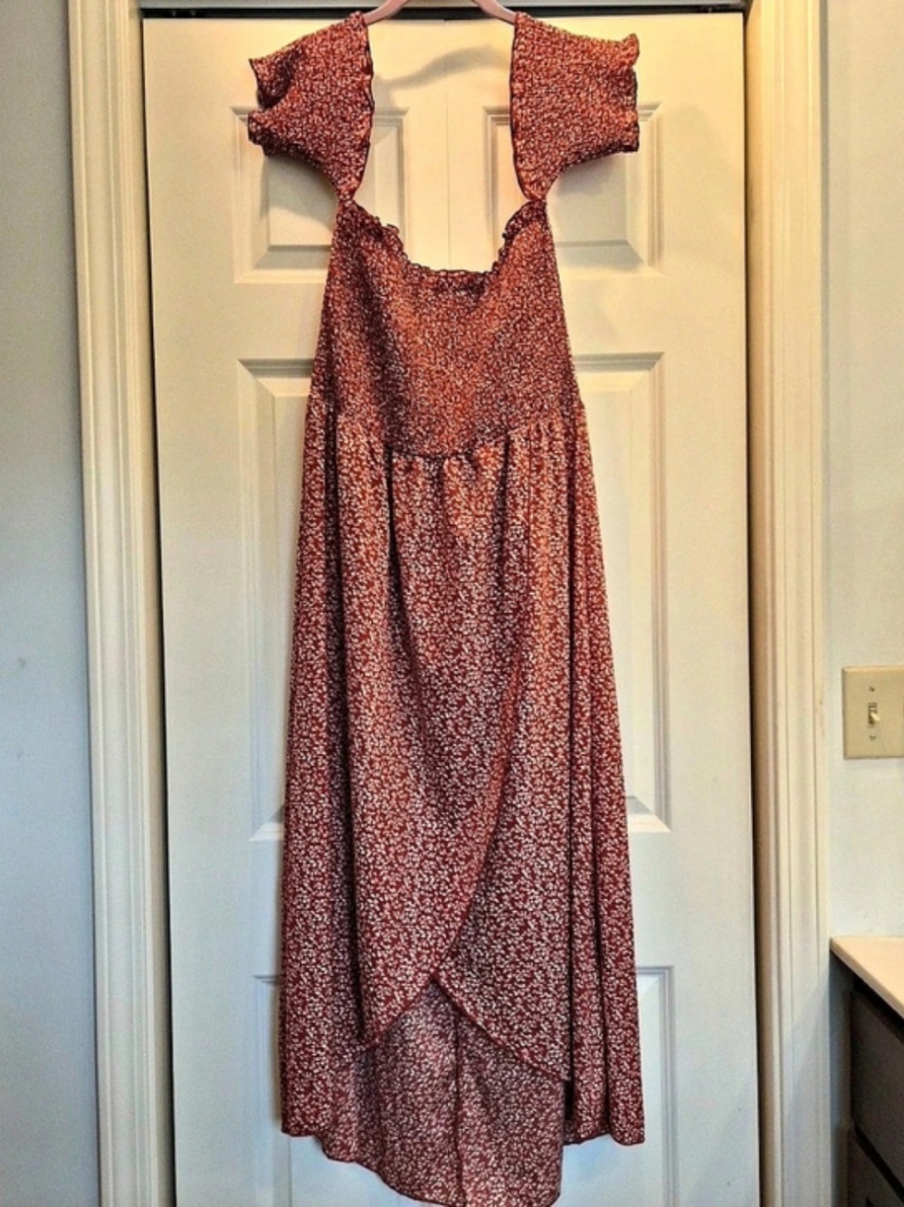 SHEIN Floral Maxi Dress in Rust & White Size XL (12)
